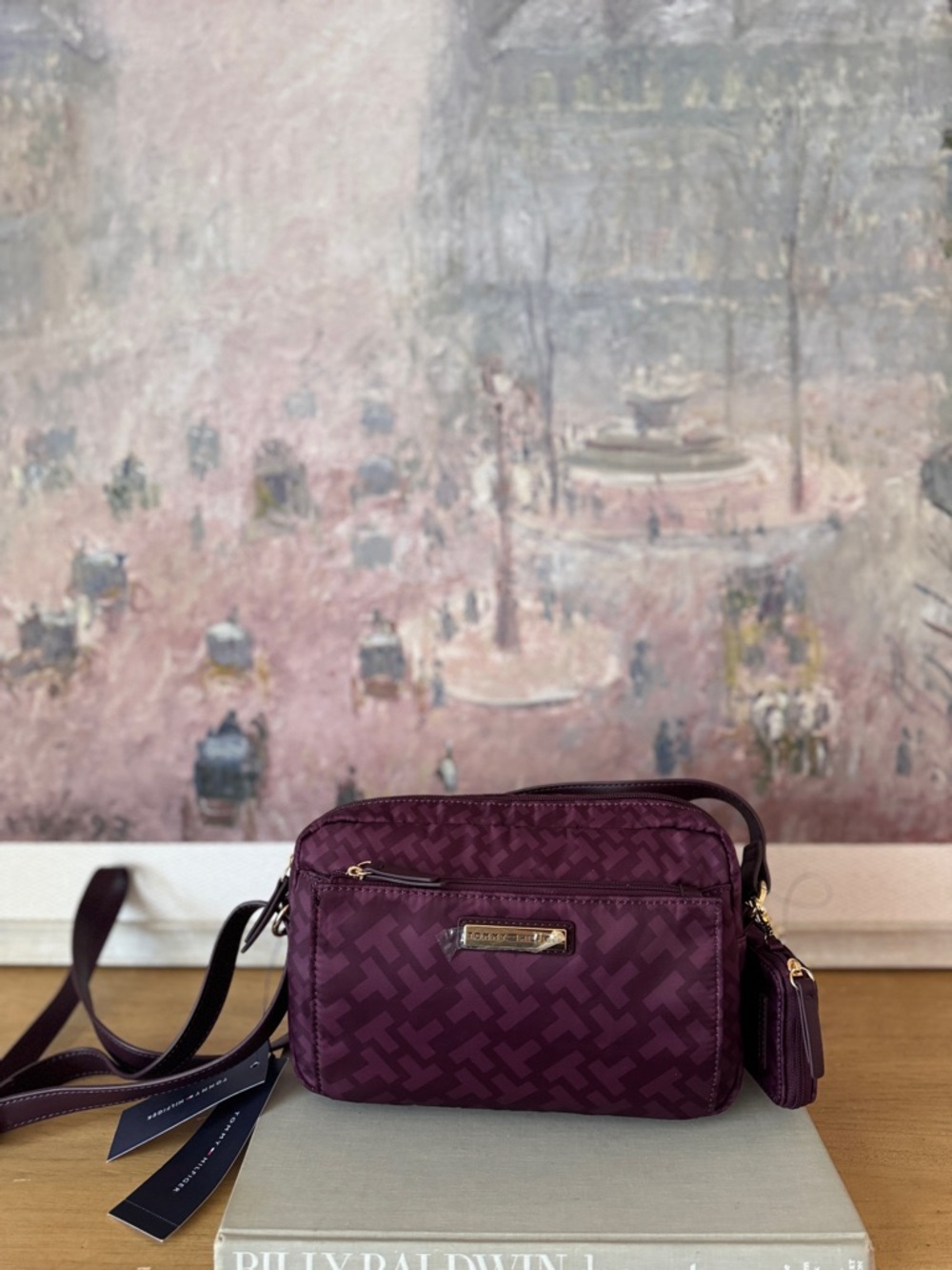 Tommy Hilfiger Monogram Plum Camera Crossbody Bag